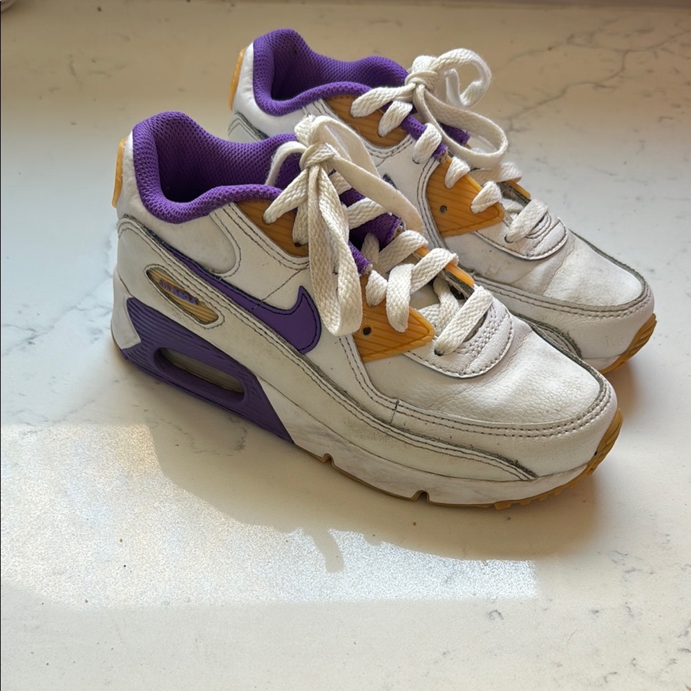 Nike Air Max White and Purple Kids Shoes